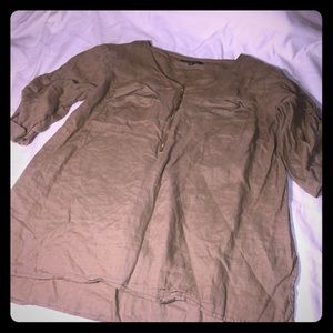 Plus size women’s tan linen shirt